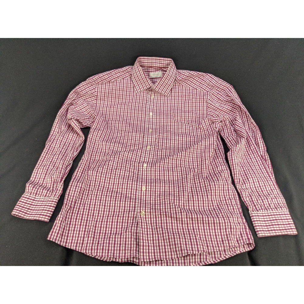 Eton Mens Classic Fit‎ Purple Plaid Check Casual Dress Shirt 15-3/4 40